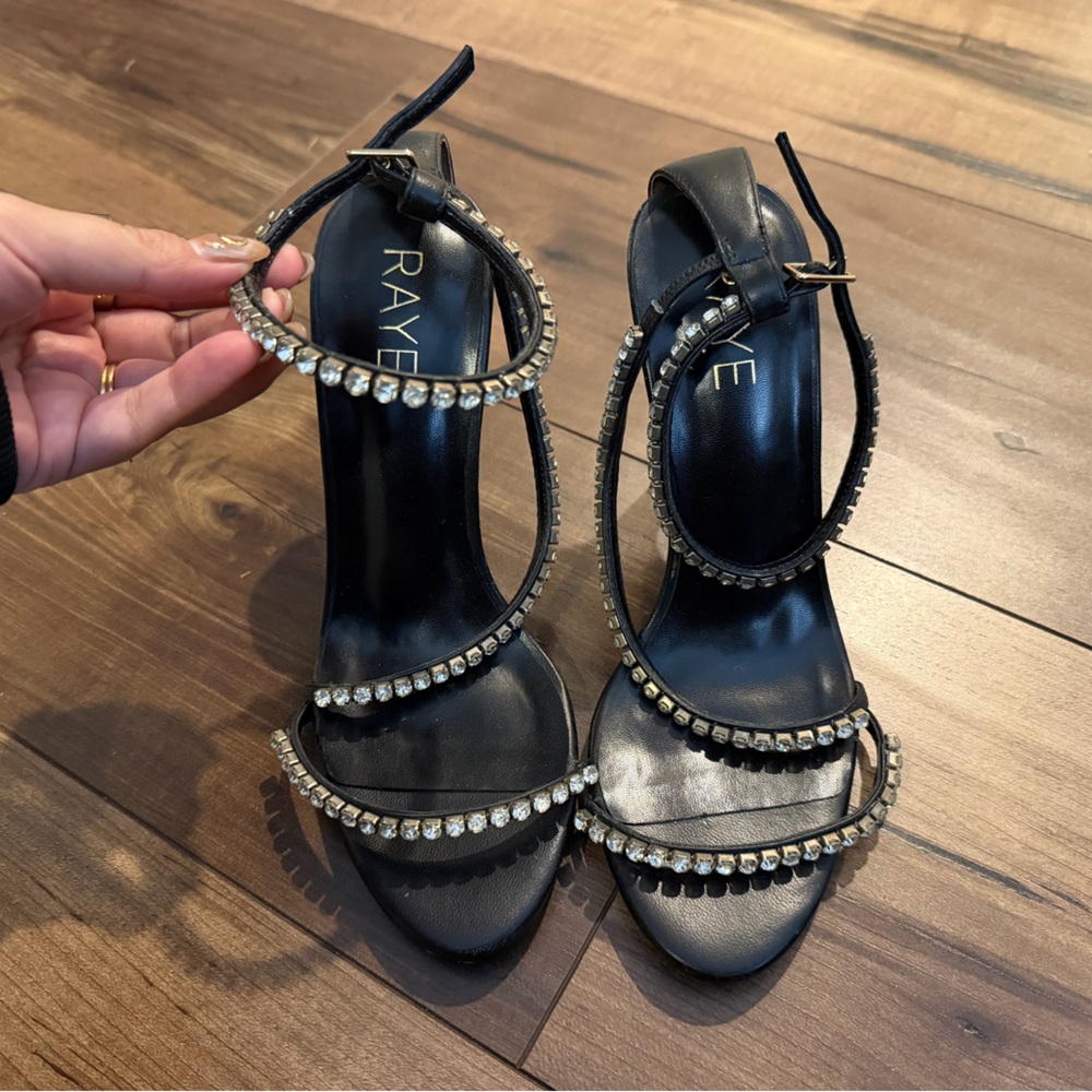 RAYE Black Crystal Embellished Heels